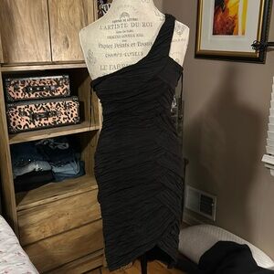 Forever 21 Black Ruched One Shoulder Dress - Large